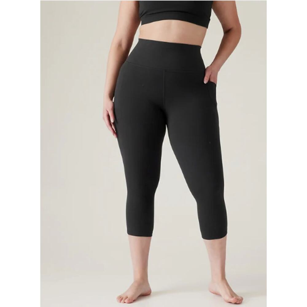Athleta LP black Salutation Stash Pocket II Capri legging tight pant gym fitness - Picture 4 of 7